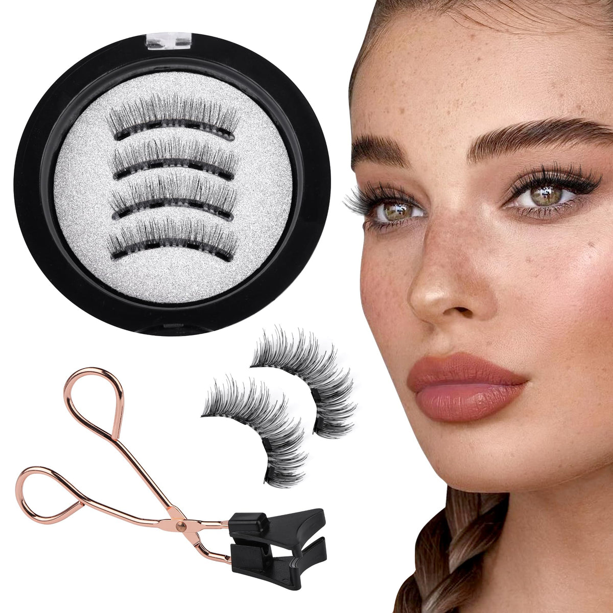 Wiwoseo Magnetic Eyelashes - Natural Look, Wispy Lashes, No Glue Or Liner, 2 Piece Set,