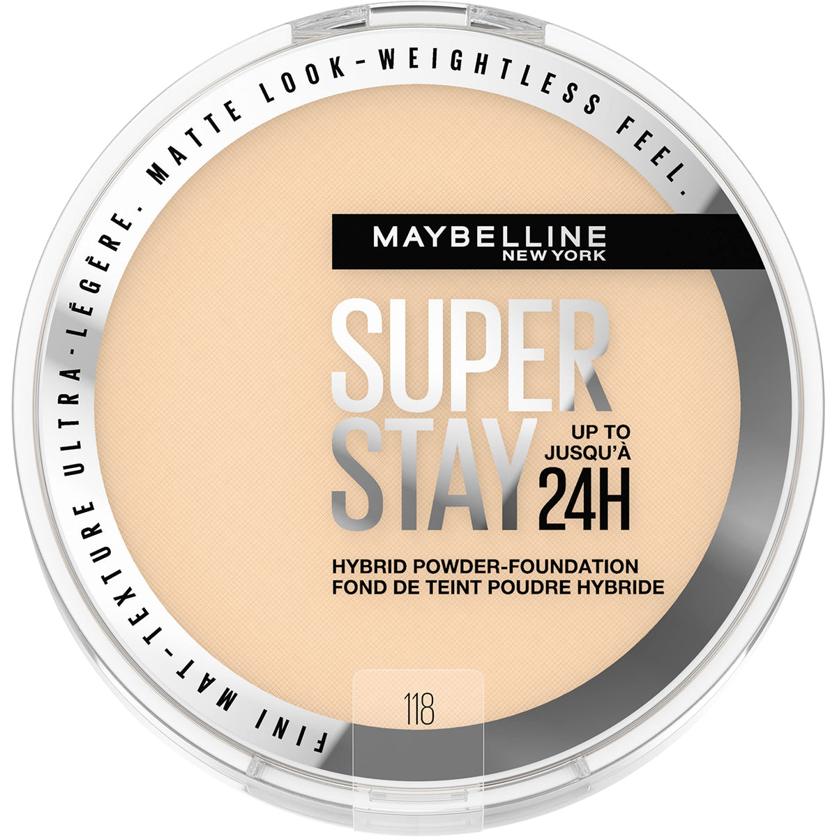 Maybelline Super Stay 24Hr Powder Foundation, Medium-Full Coverage, Matte Finish, 118, 0.2Oz