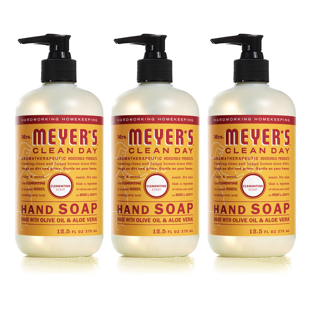 Mrs. Meyer'S Clean Day Hand Soap, Clementine Scent, 12.5 Oz, Pack Of 3,