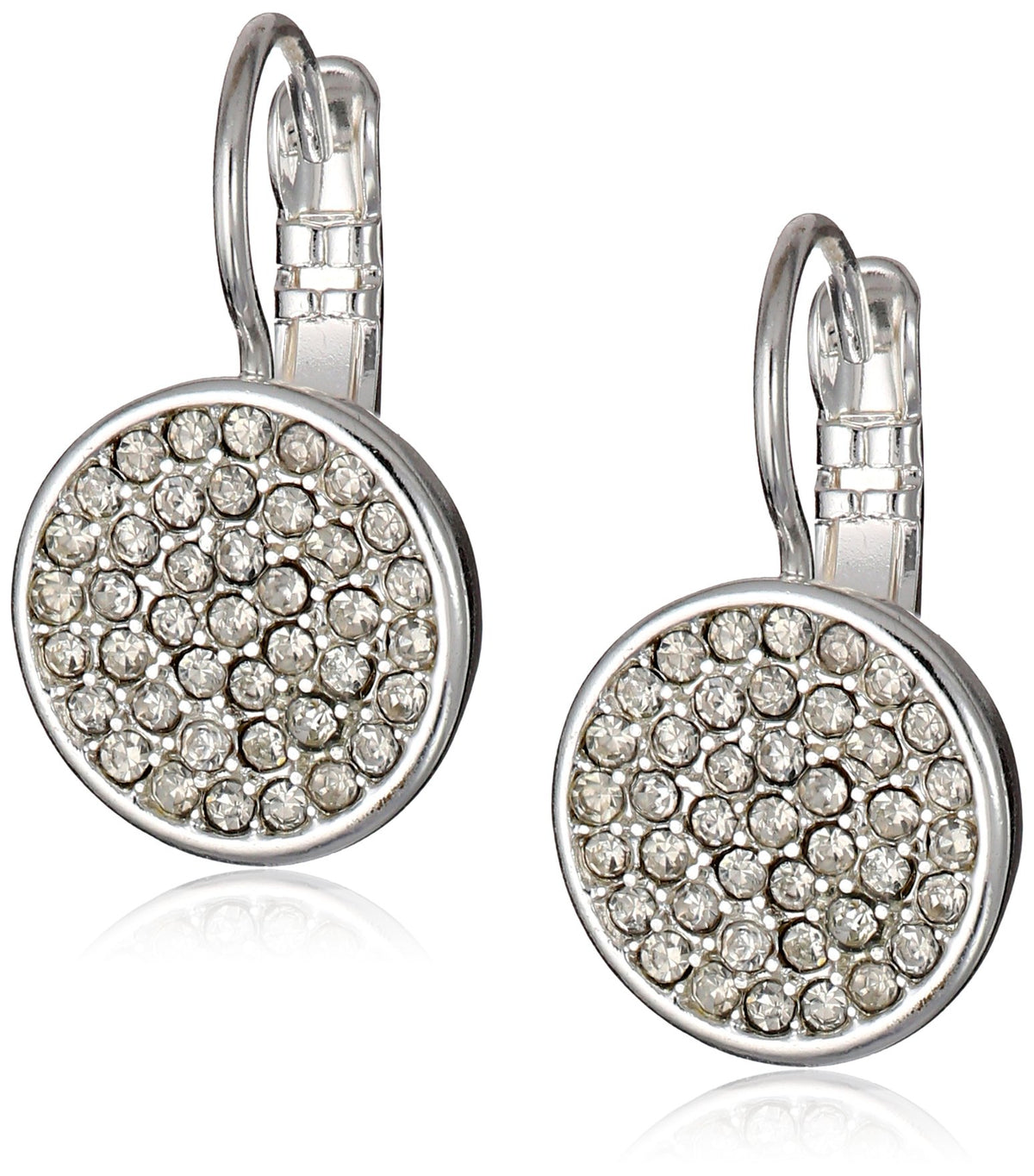 Anne Klein Silver Tone Crystal Pave Drop Earrings - Elegant Metal Jewelry