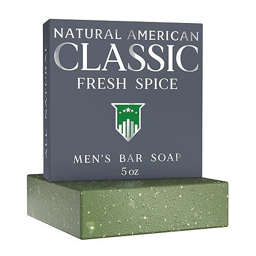 NATURAL AMERICAN CLASSIC Men's Bar Soap - FRESH SPICE, 100% Natural, 5 oz, Essential Oils