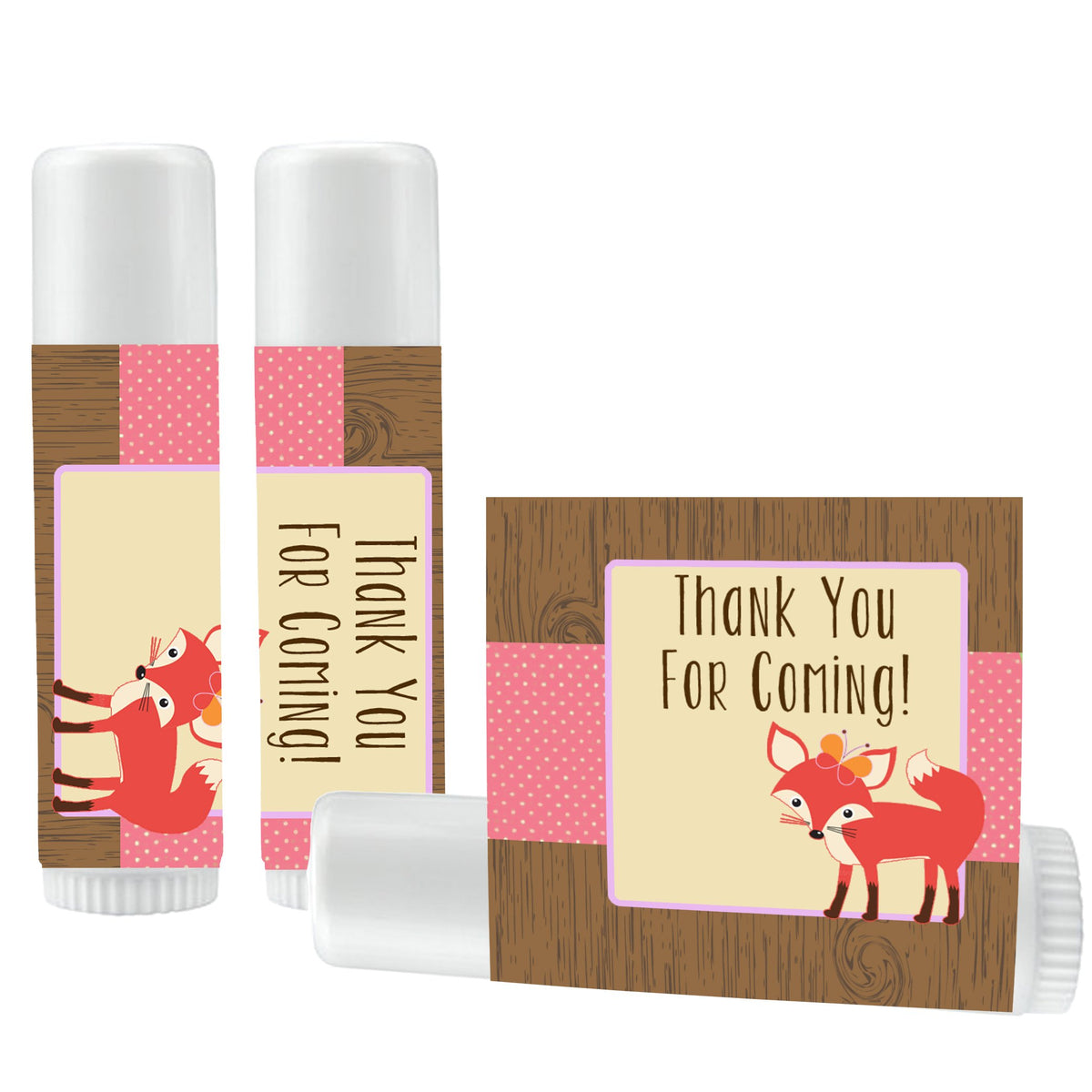 Botanical Bars 12 Fox Lip Balm Favors - Woodland Baby Shower & Birthday Party Treats