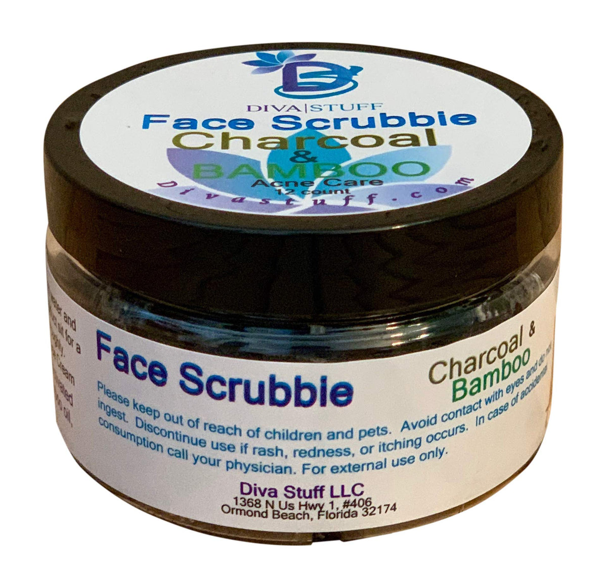 Diva Stuff Scented Exfoliating Face Scrubbie - 12 Charcoal & Bamboo Pads For Acne Care