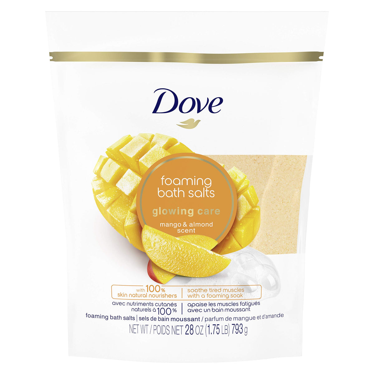 Dove Nourishing Secrets Mango & Almond Bath Salts, 28 Oz - Revive Sore Muscles