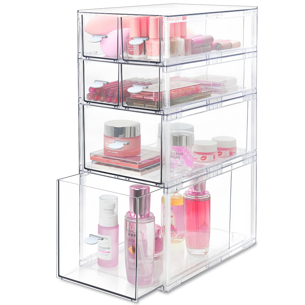 Spaclear Acrylic Makeup Organizer With 6 Drawers - Clear Vanity & Bathroom Storage Solution