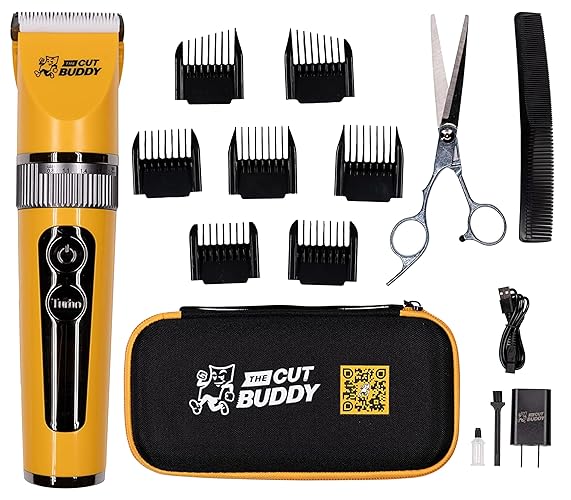 The Cut Buddy Cordless Hair & Beard Trimmer Set, Waterproof, Quiet, Titanium Plated, Sharp Blades