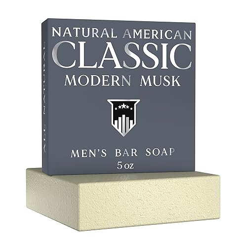 NATURAL AMERICAN CLASSIC Men's Bar Soap - MODERN MUSK, 100% Natural, 5 oz, Essential Oils