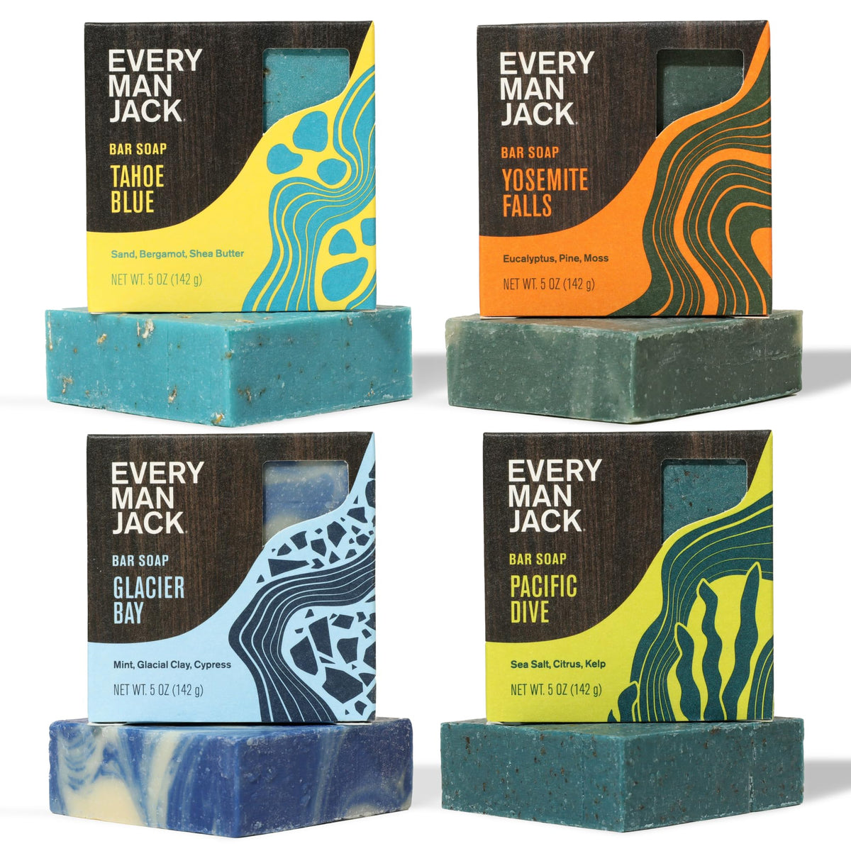 Every Man Jack Cold Plunge Soap Set - 4 Bars, Deep Clean & Hydrate, Iconic Scents