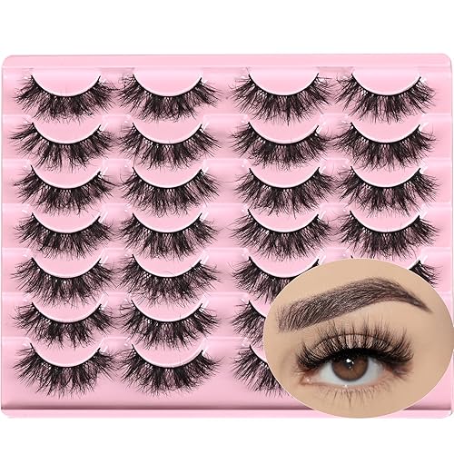 FARRED Fluffy Lashes - 14 Pair Natural Look Short Wispy Cat Eye Strip Eyelashes for Daily Makeup