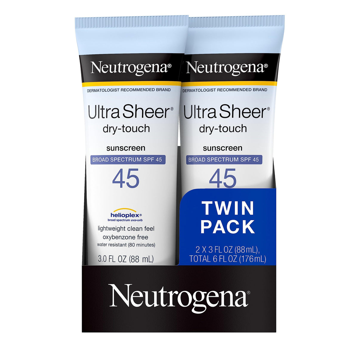 Neutrogena Ultra Sheer Spf 45 Sunscreen Lotion, Water Resistant, Non-Greasy, 3 Fl Oz (Pack