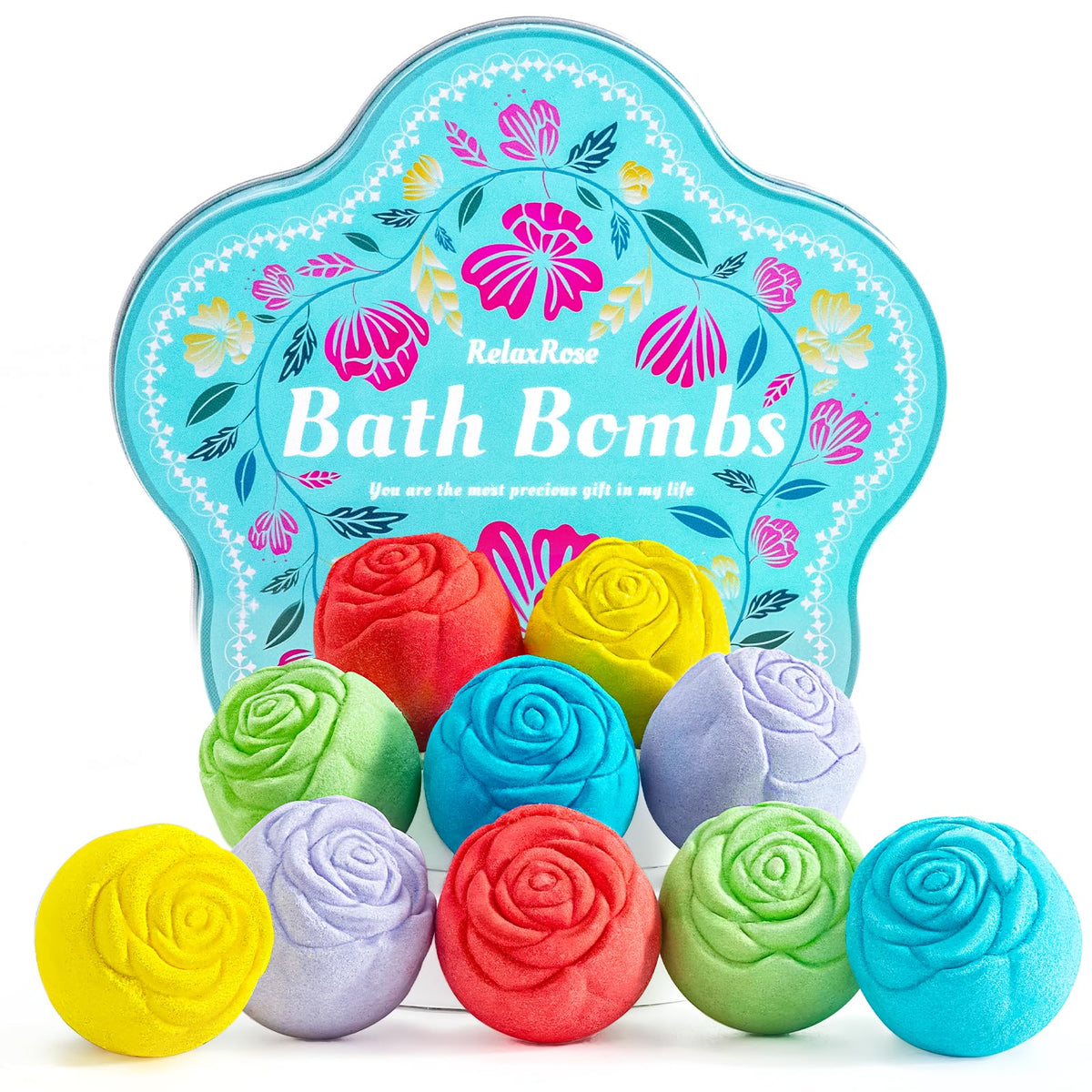 Relaxrose Bath Bombs Gift Set, 10 Pack Essential Oils For Spa, Mother'S Day & Valentine'S Day