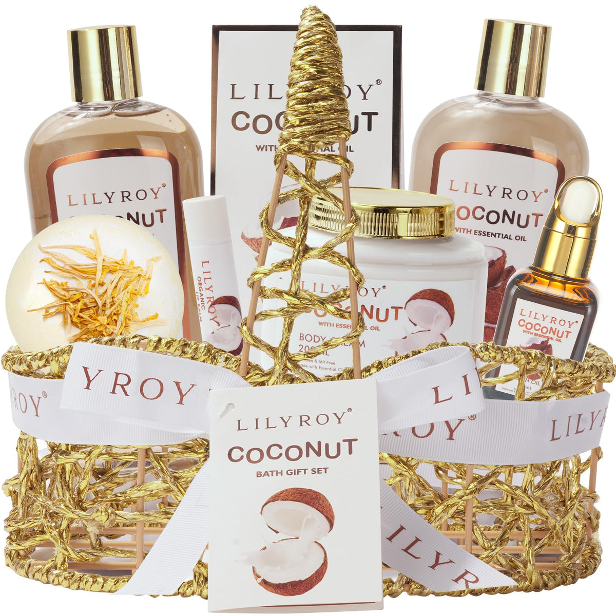 Lily Roy Coconut Spa Gift Basket For Women & Men - Perfect For Valentine'S, Mother'S Day & Birthdays