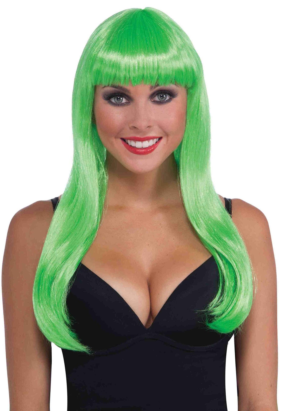 Forum Novelties Neon Green Long Glamour Costume Wig - One Size, Perfect For Parties And Costumes