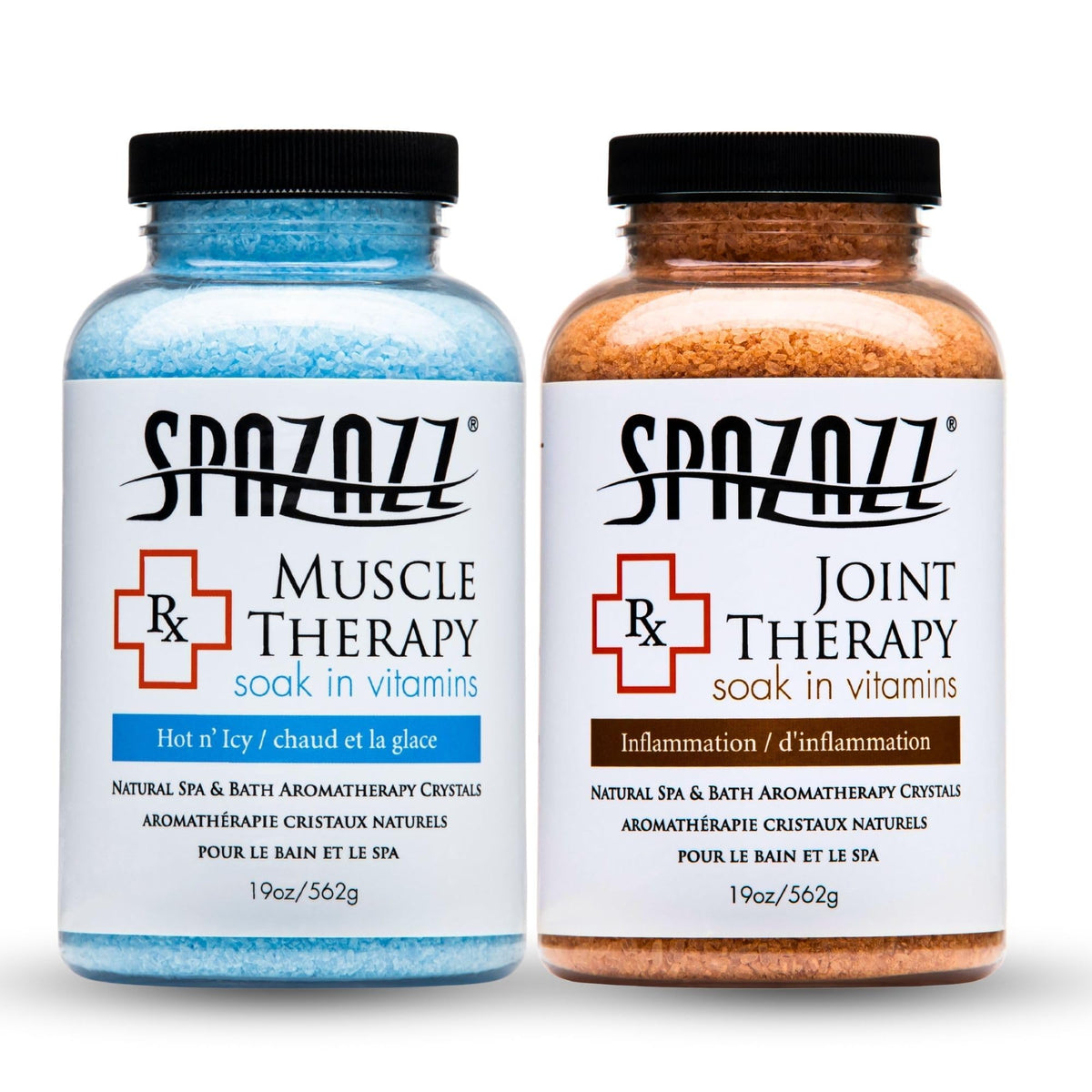 Spazazz Aromatherapy Bath Salts Crystals - Muscle & Joint Therapy, 2 Pack, 19 Oz Each