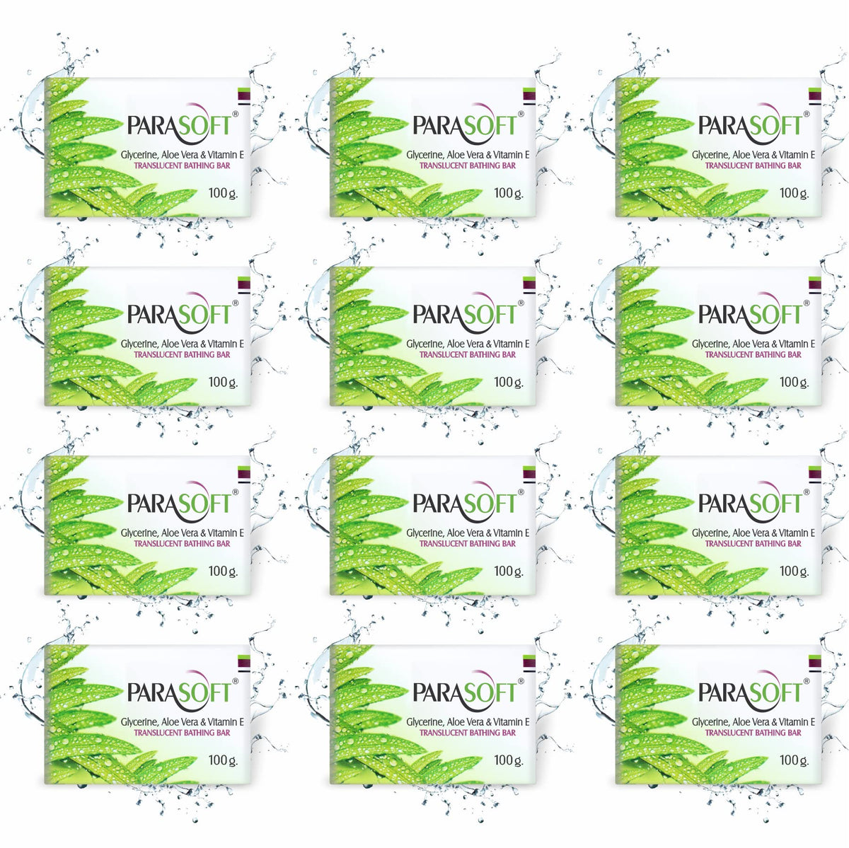 Parasoft Aloe Vera & Vitamin E Moisturising Body Soap - 100 Gm (Pack Of 12) For Sensitive Skin