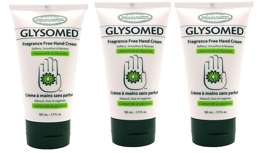 Glysomed Hand Cream 1.7 Oz Travel Size, Fragrance Free, Pack Of 3 Tubes