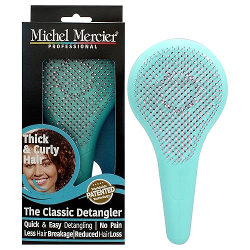 Michel Mercier Detangling Paddle Brush - Reduces Frizz & Breakage - Pink-Turquoise