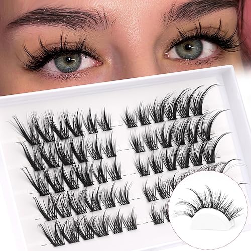 ALICROWN Cat Eye Lash Clusters - Wispy Individual Lashes for Natural Fox Eye Look, Black