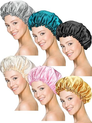 Syhood Satin Sleep Caps, 6 Pack Soft Elastic Night Hair Bonnets For Women - Multi-Color Set