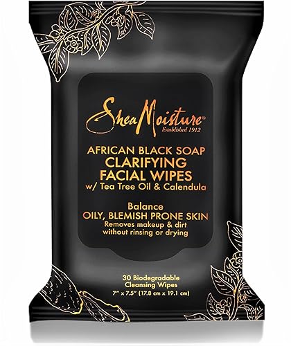 Sheamoisture African Black Soap Facial Wipes For Oily Skin, 30 Count - Clarifying & Blemish Control