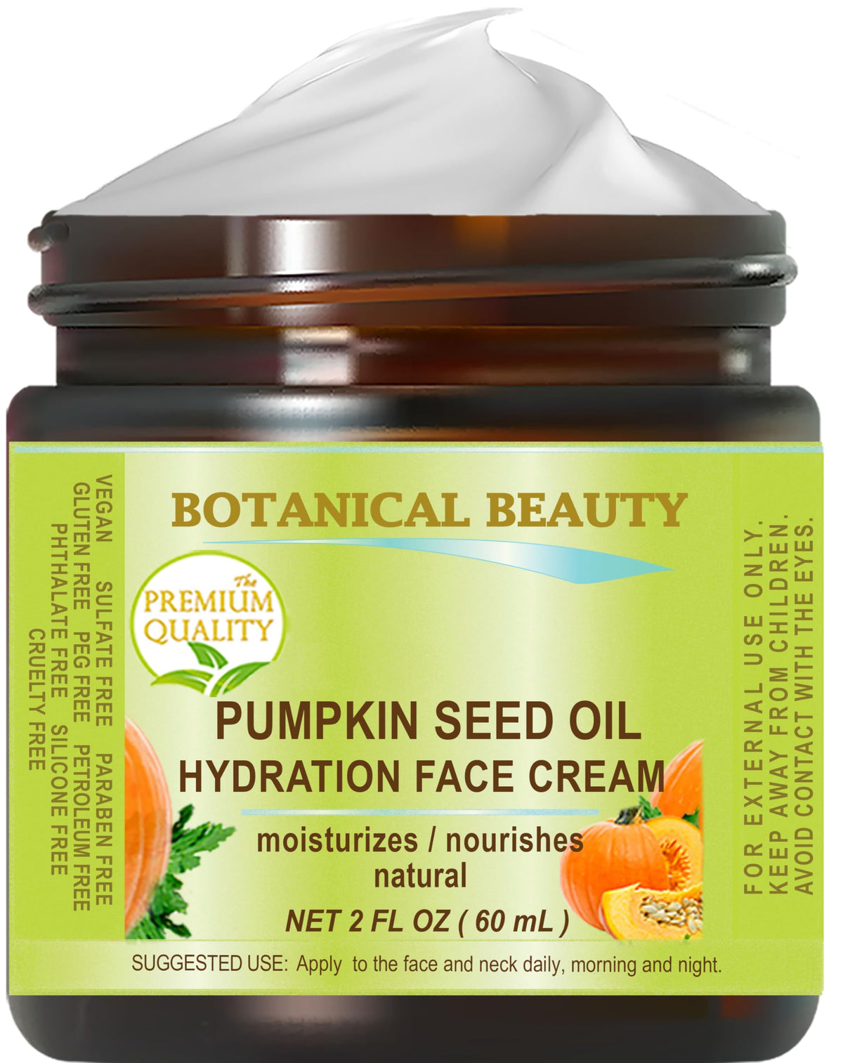 Botanical Beauty Organic Pumpkin Seed Oil Face Cream For Normal-Dry-Sensitive Skin, 2 Fl Oz