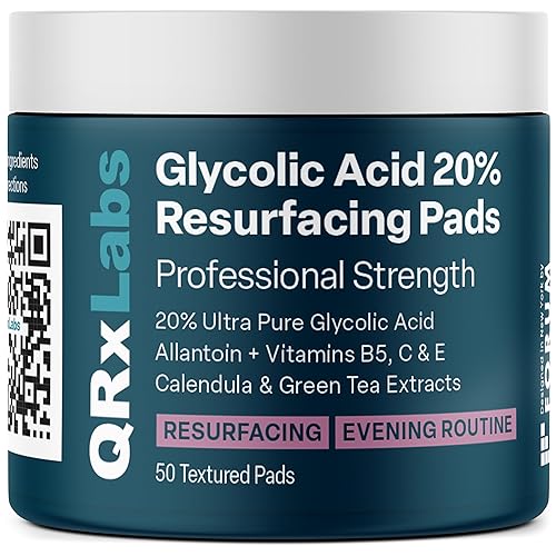 Qrxlabs Glycolic Acid 20% Resurfacing Pads - 50 Count - Exfoliate & Reduce Fine Lines