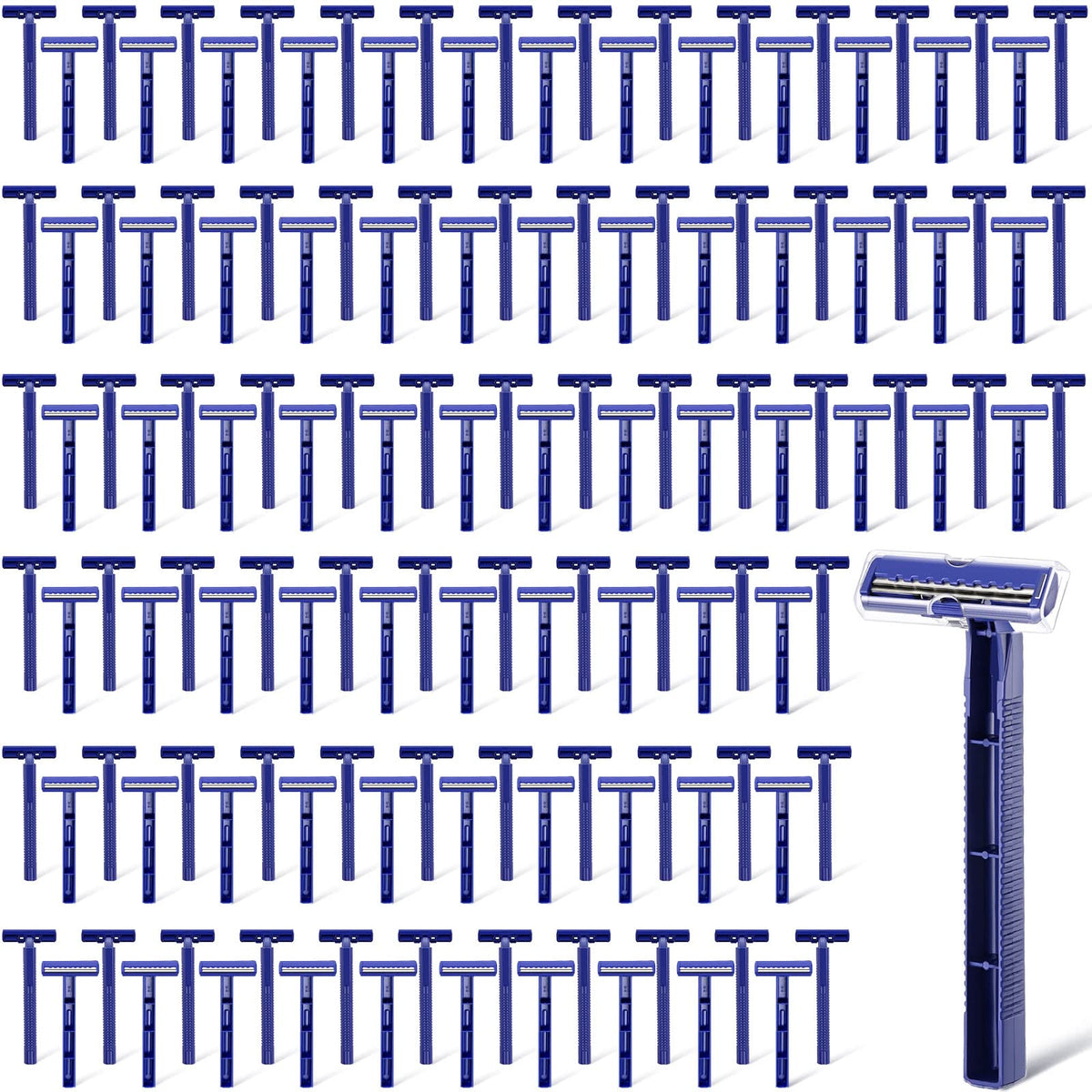 Chumia Twin Blade Disposable Razors For Men - 150 Count Stainless Steel Shaving Razors