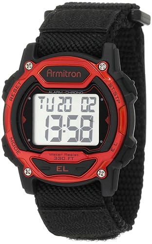 Armitron Sport Unisex 457004Red Chronograph Digital Watch - Silver-Tone & Red, 40Mm Resin