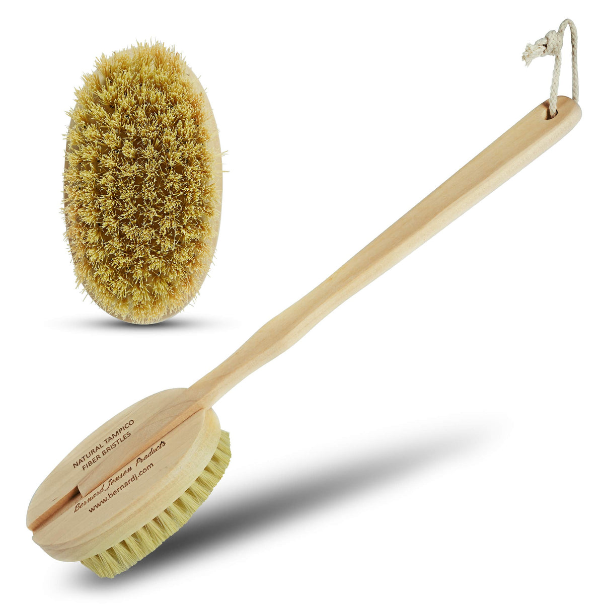 Bernard Jensen'S Natural Bristle Body Brush - Tan Tampico Brush For Exfoliation And Skin Care