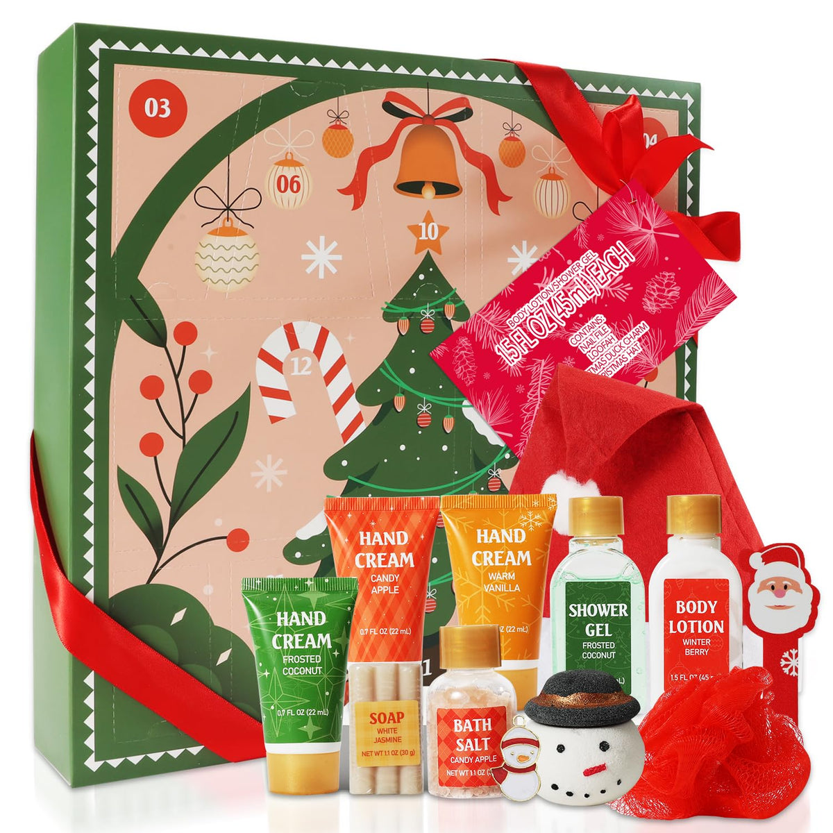 Body & Earth 2024 Advent Calendar - 12 Days Christmas Gift Set With Bath Bomb & Hand Cream