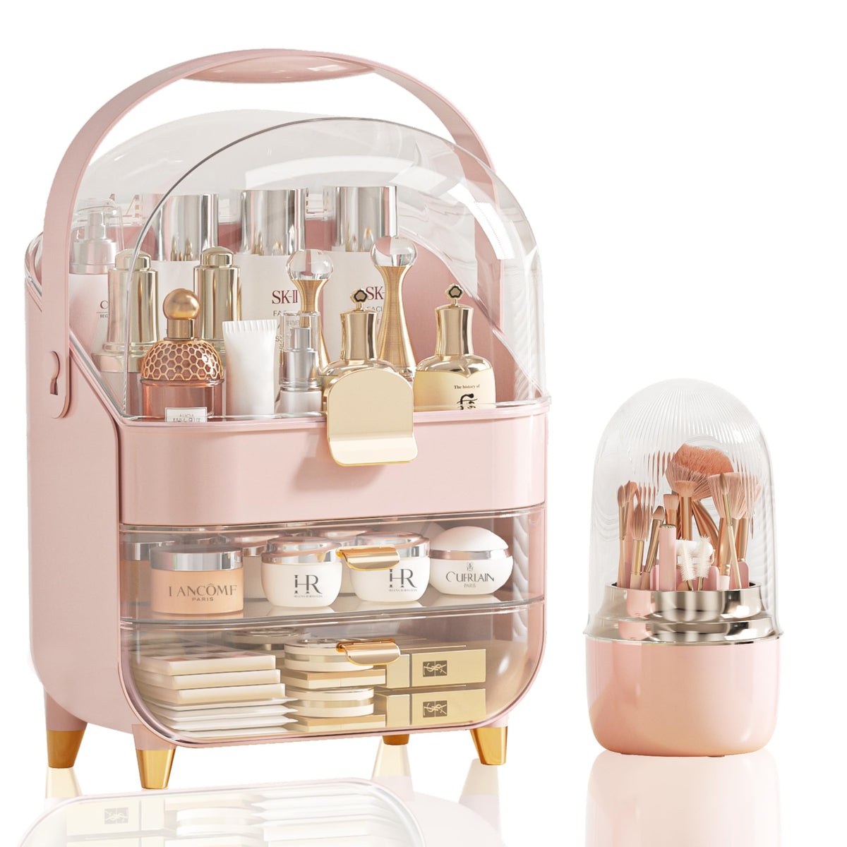 Anylady Pink Makeup Organizer - Skincare Holder & Cosmetic Display Box For Vanity & Dresser