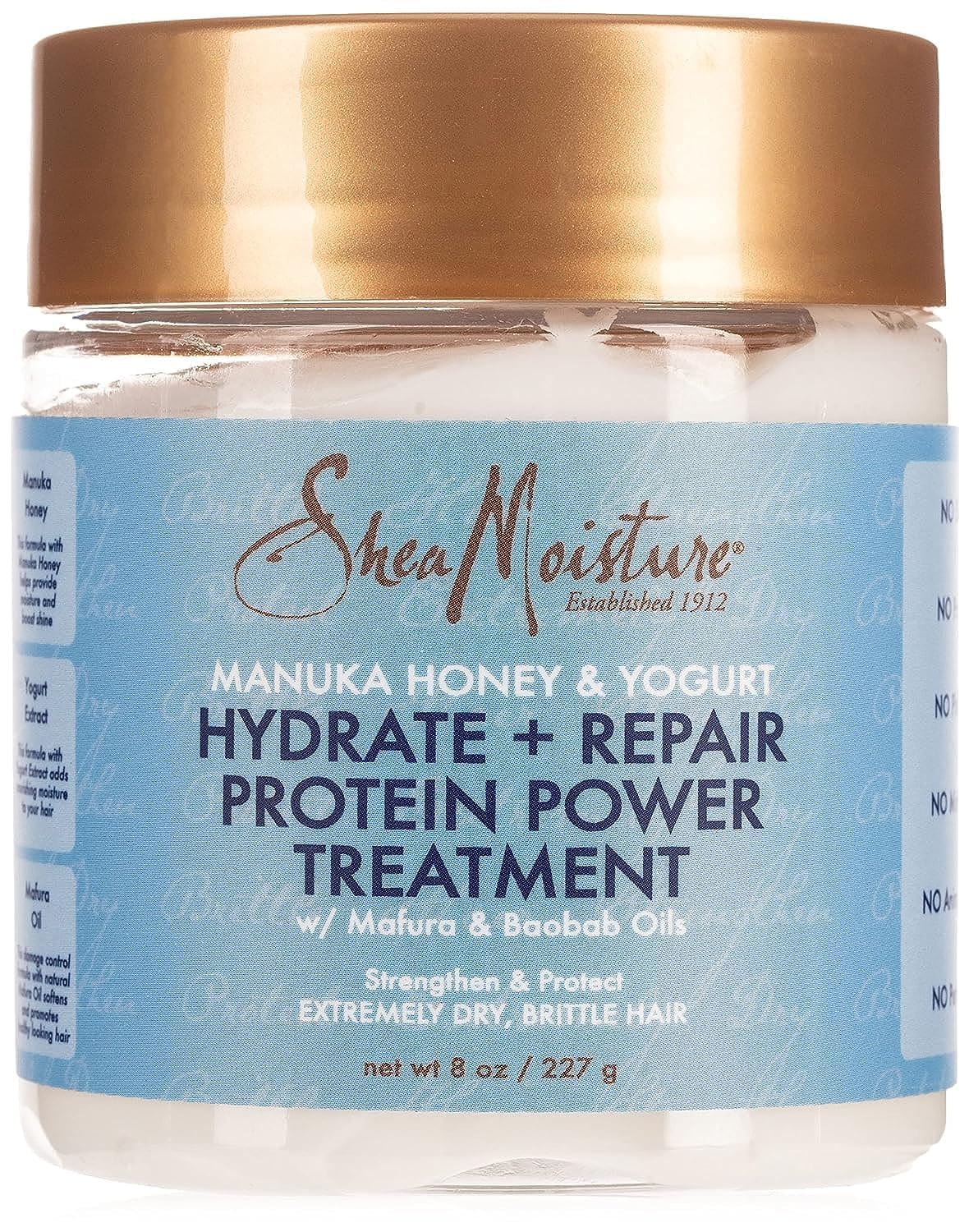 Sheamoisture Manuka Honey & Yogurt Protein Power Treatment, 8 Oz - Hydrate & Repair Unisex