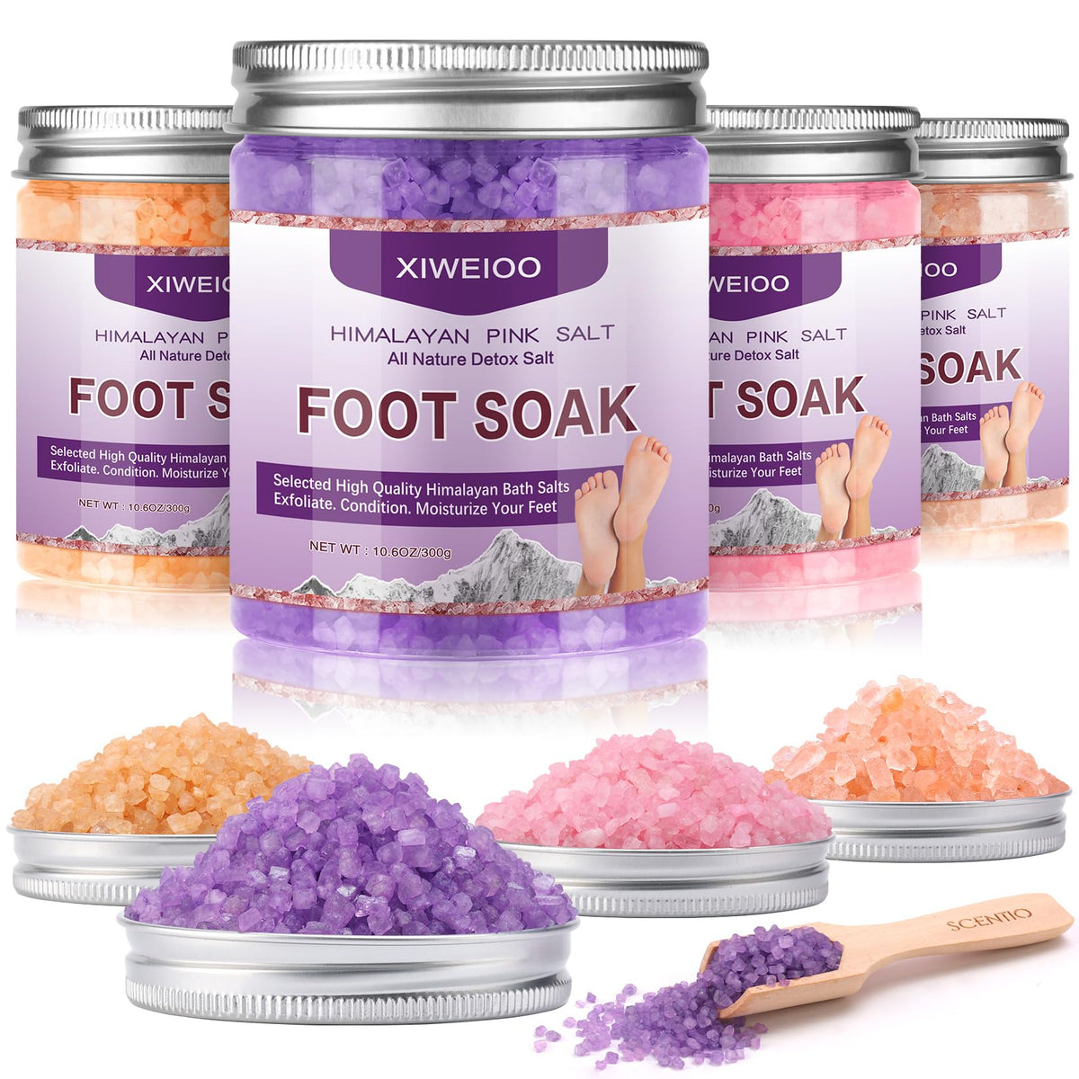 Xiweioo Tea Tree Oil Foot Soak With Epsom Salt - Lavender Pedicure Salt For Foot Care, 5 Pack