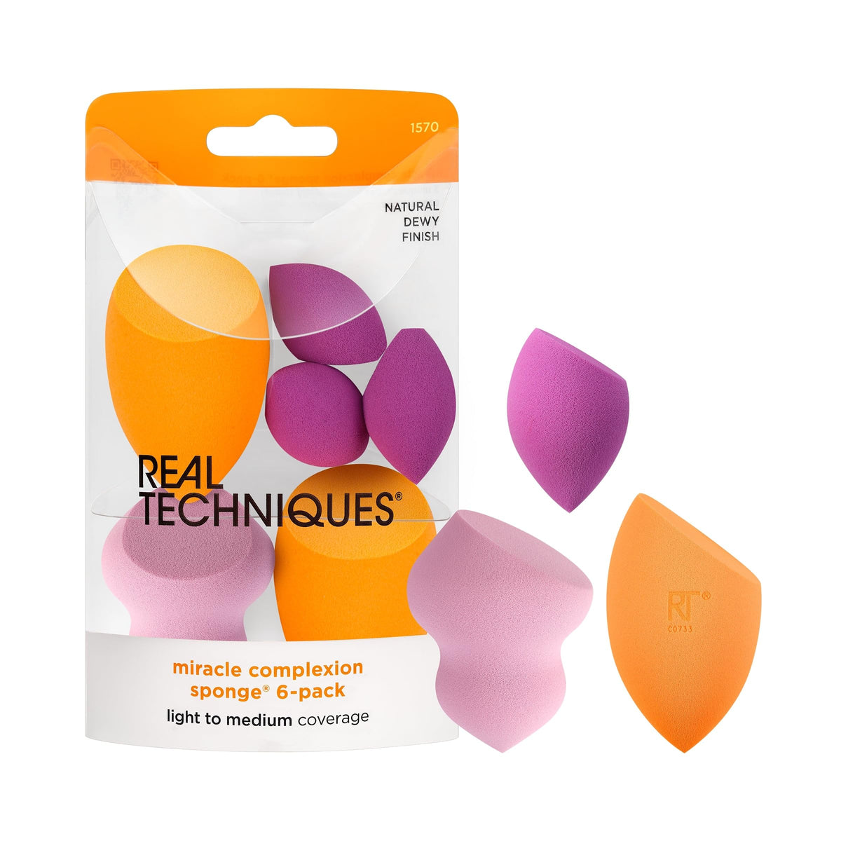 Real Techniques Miracle Complexion Assorted Beauty Sponges Makeup Blender  For Blending  Sculpting  Full Coverage  Professional