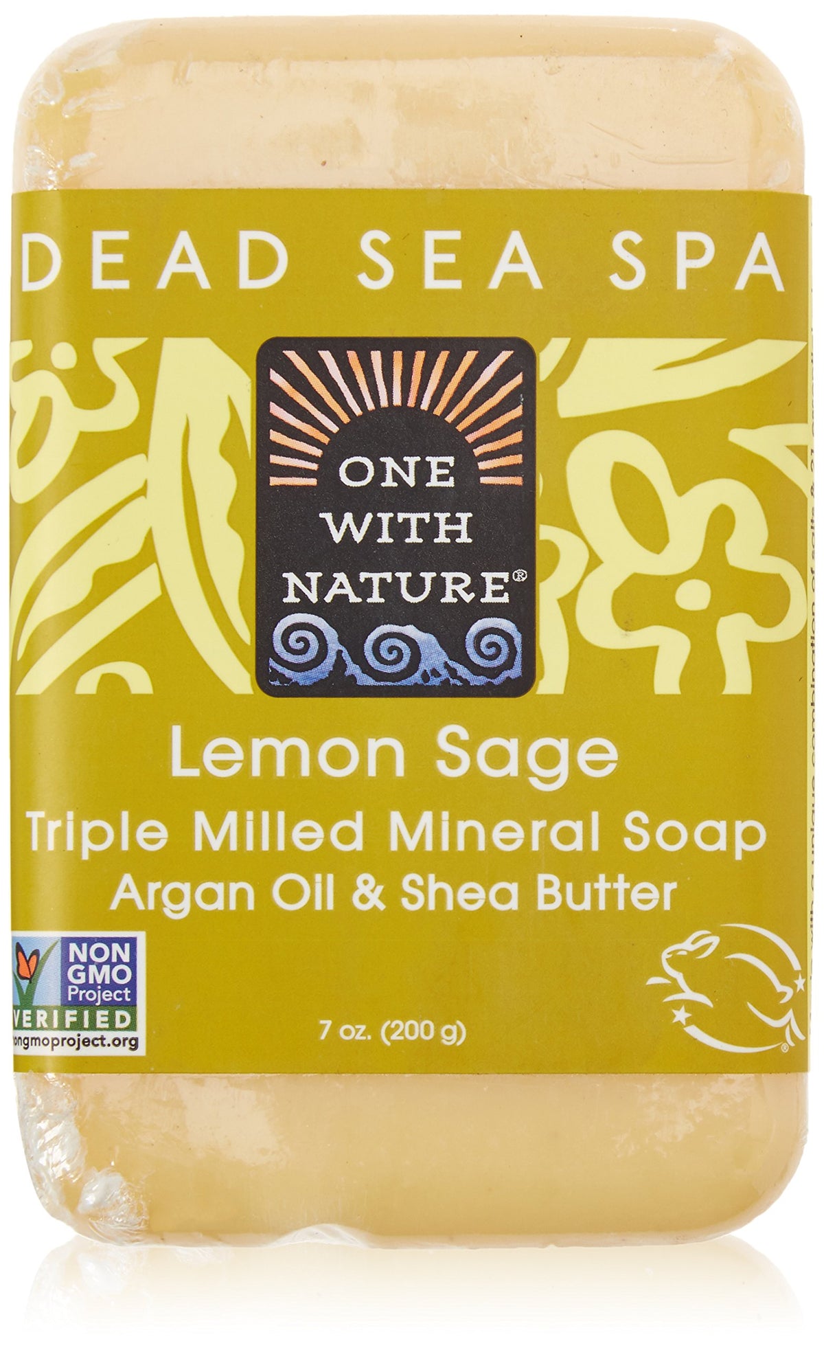 One With Nature Lemon Sage Dead Sea Mineral Soap - 7 Ounce Bar, Natural Skin Care