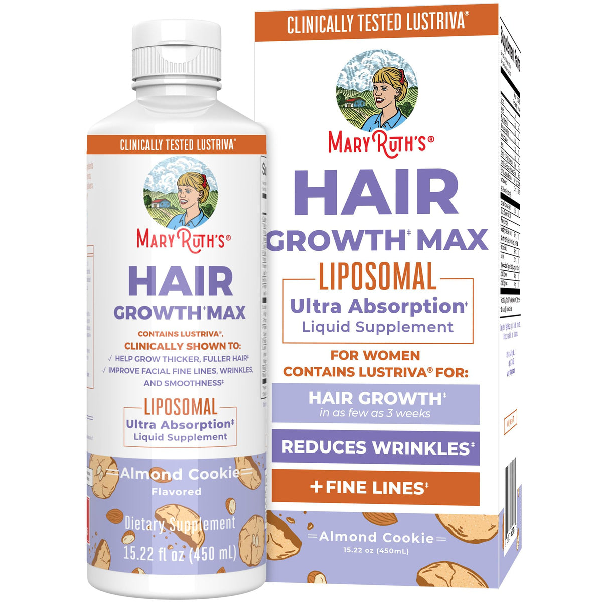 Maryruth Organics Hair Growth Max Liposomal | Biotin 10000Mcg & Pumpkin Seed Oil | 15.22 Fl