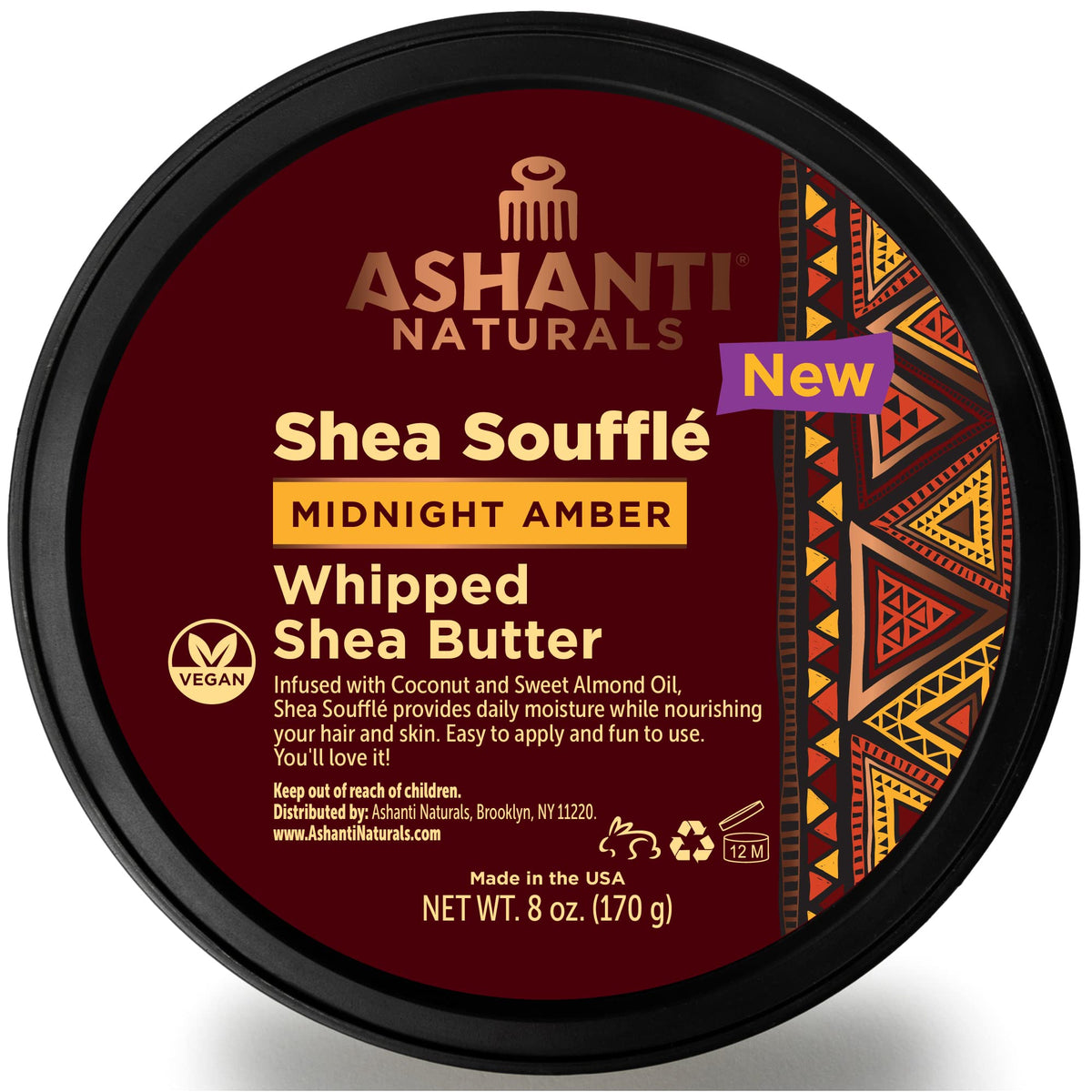 Ashanti Naturals Midnight Amber Souffle Whipped Shea Butter - 8 Oz Moisturizing Cream