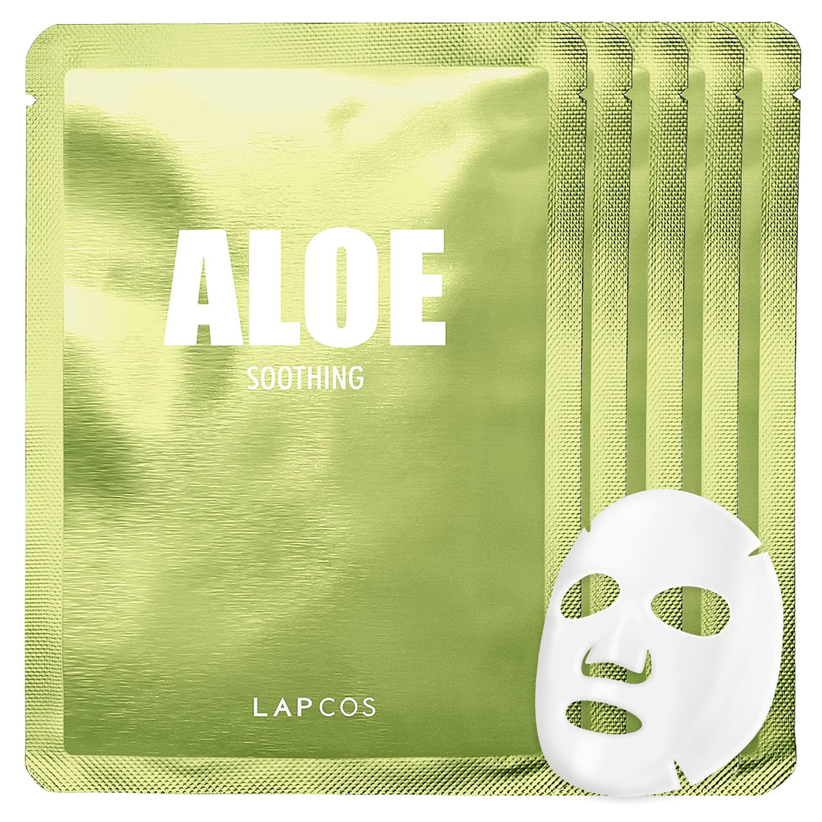 Lapcos Aloe Sheet Mask 5-Pack - Soothing Cucumber & Aloe Gel For Hydrated Skin, Korean Beauty