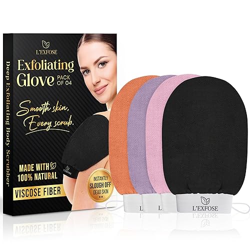 L'Exfose Kessa Hammam Exfoliating Glove - Natural Viscose Body Scrubber For Dead Skin Remover