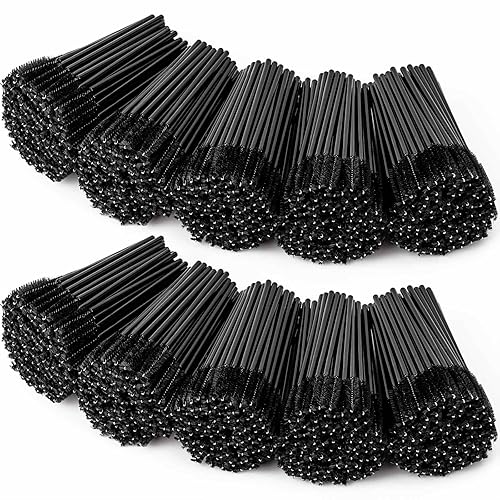 Tbestmax 1000 Disposable Mascara Wands - Black Eyelash Brushes for Eyebrow & Lash Extensions