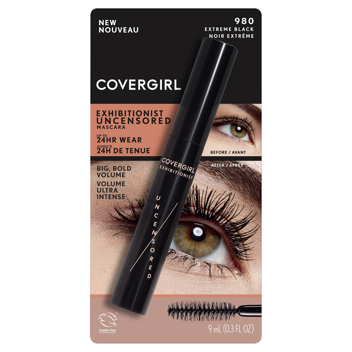 Covergirl Exhibitionist Uncensored Mascara, Extreme Black, Volume & Length, 0.3 Fl Oz