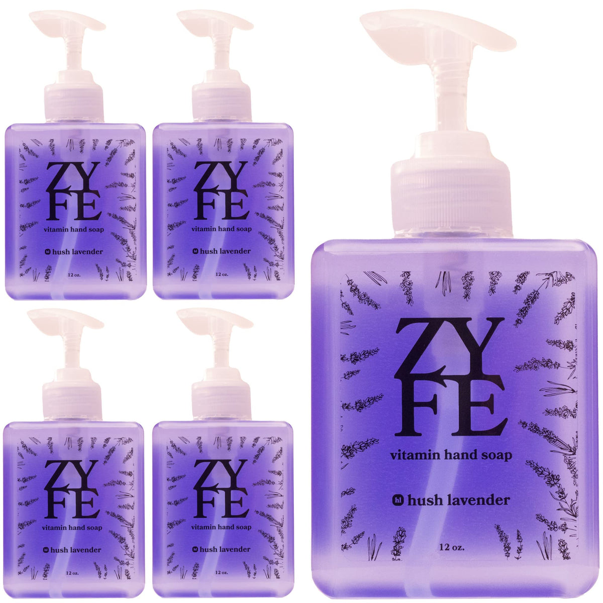 Zyfe Vitamin Hand Soap Value Pack - 12Oz Natural Lavender Moisturizing Liquid Soap For Kitchen & Bathroom