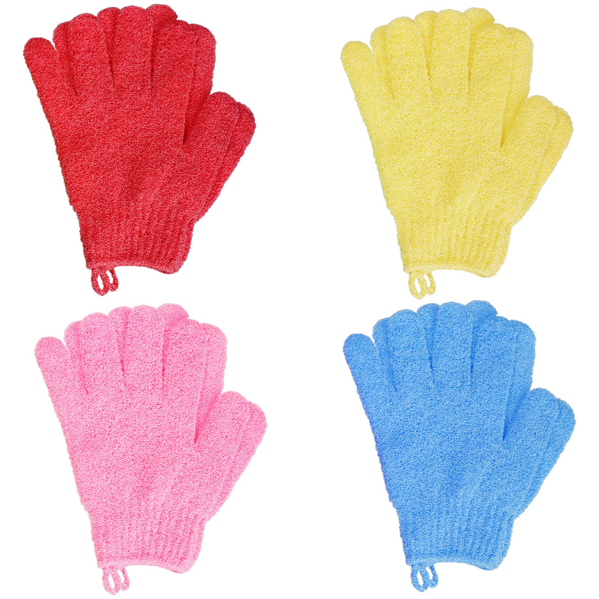 Ishua 4 Pairs Exfoliating Bath Gloves, Double-Sided Scrub Mitts For Shower, Spa & Massage