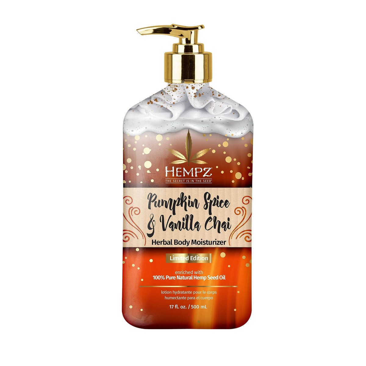 Hempz Pumpkin Spice & Vanilla Chai Body Lotion 17 Oz - Hydrating Moisturizer For Dry Skin