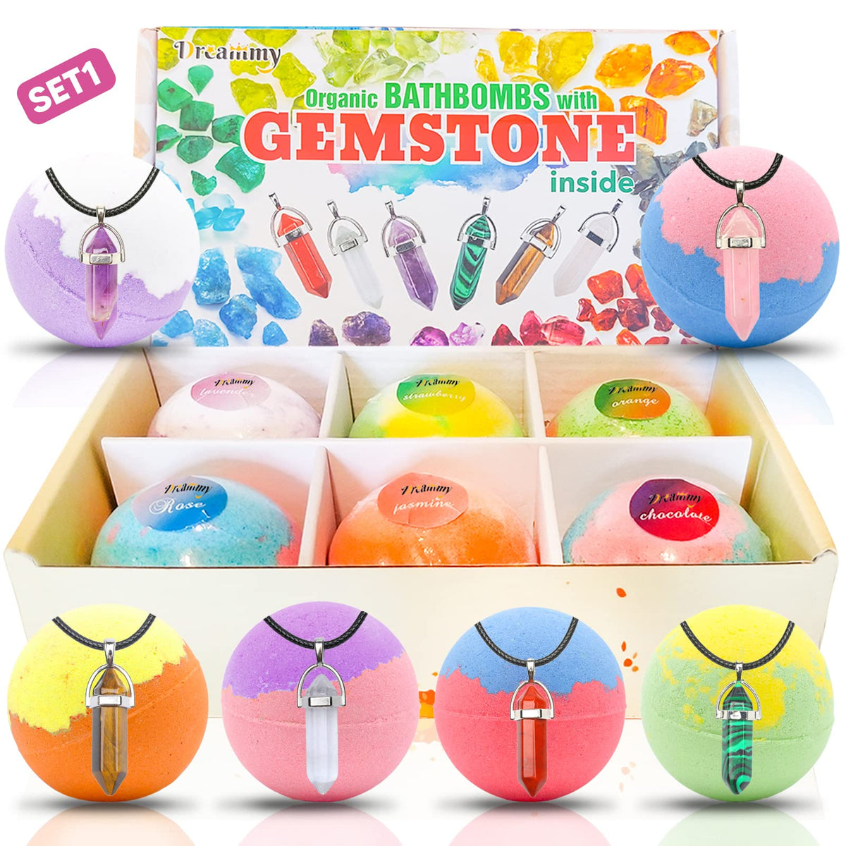 Shine Dreammy Kids Bath Bombs With Natural Jewelry, Essential Oils, 6-Pack Spa Set For Girls & Boys