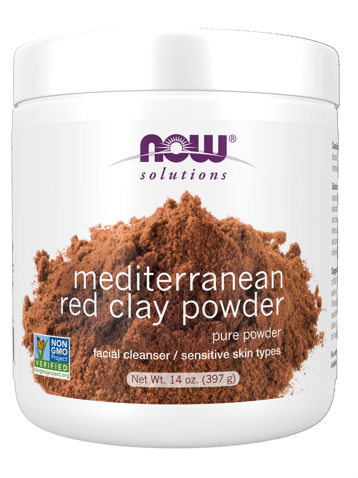 Now Foods Mediterranean Red Clay Powder For Sensitive Skin Facial Mask, 14 Oz