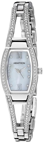 Armitron Women'S Silver-Tone Bangle Watch With Genuine Crystal Accents, 29Mm X 36Mm