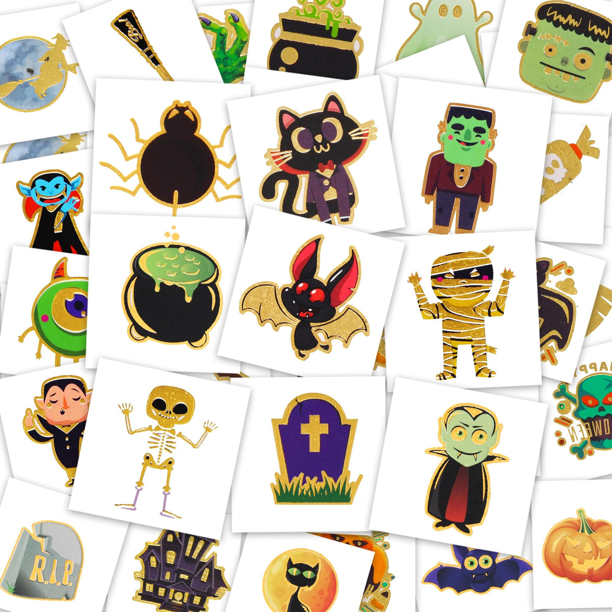 144 Pcs Halloween Temporary Tattoos - Waterproof Pumpkin Stickers For Kids By Xutengy