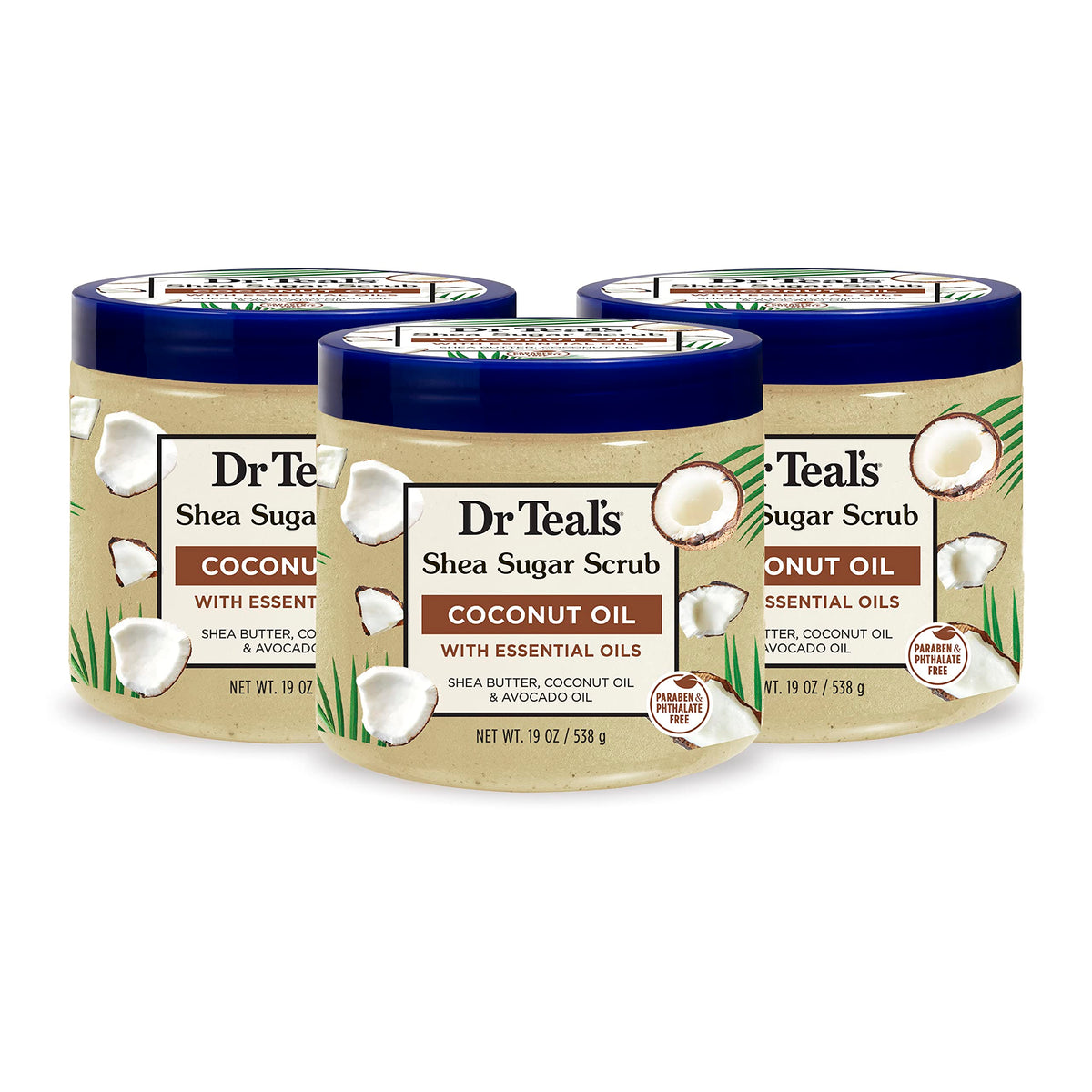 Dr Teal'S Shea Sugar Body Scrub With Coconut Oil, 19 Oz - 3 Pack Of Essential Oils