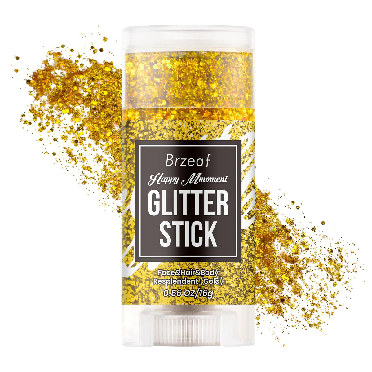 Brzeaf Gold Glitter Stick - Waterproof Face & Body Makeup For Festivals, Concerts & Raves